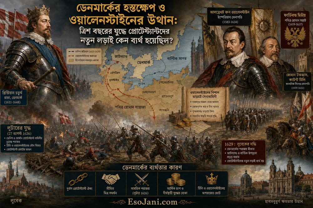 ডেনমার্কের হস্তক্ষেপ ও ওয়ালেনস্টাইনের উত্থান: ত্রিশ বছরের যুদ্ধে প্রোটেস্ট্যান্টদের ব্যর্থতার ইতিহাস