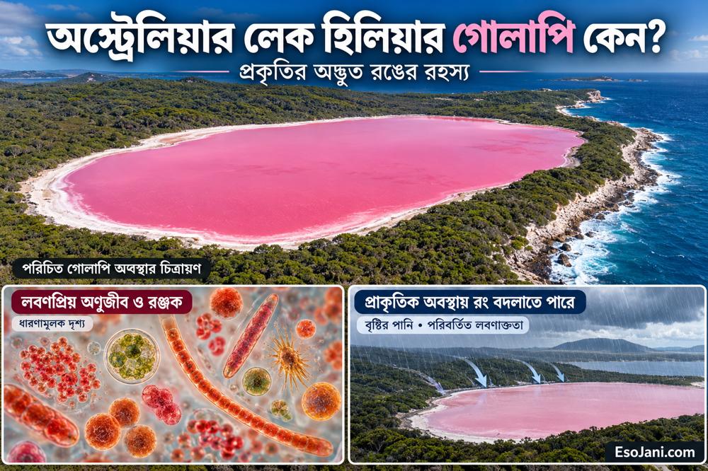 লেক হিলিয়ার গোলাপি কেন? অস্ট্রেলিয়ার অদ্ভুত হ্রদের রঙের রহস্য