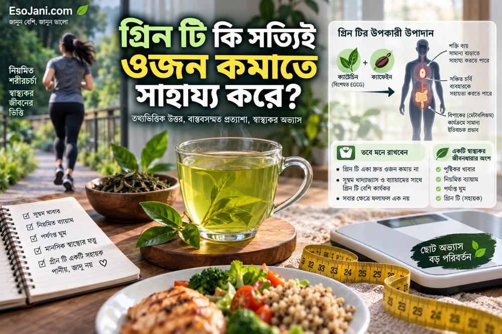 গ্রিন টি কি সত্যিই ওজন কমাতে সাহায্য করে? চর্বি পোড়ানো, বিপাক ও বাস্তব ফলের বৈজ্ঞানিক ব্যাখ্যা