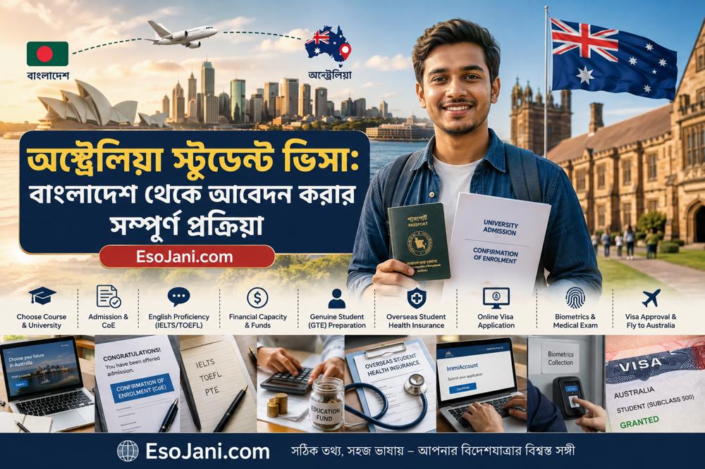 অস্ট্রেলিয়া স্টুডেন্ট ভিসা: বাংলাদেশ থেকে আবেদন করার সম্পূর্ণ প্রক্রিয়া ও প্রয়োজনীয় কাগজপত্র