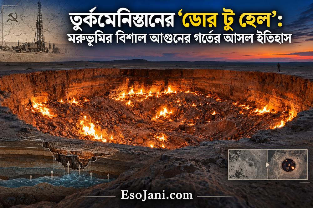 তুর্কমেনিস্তানের ‘ডোর টু হেল’: দারভাজা আগুনের গর্তের আসল ইতিহাস