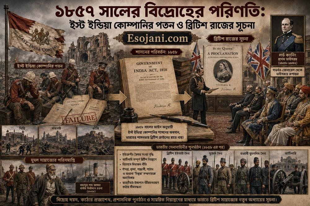 ১৮৫৭ সালের বিদ্রোহের পরিণতি: ইস্ট ইন্ডিয়া কোম্পানির পতন ও ব্রিটিশ রাজের সূচনা