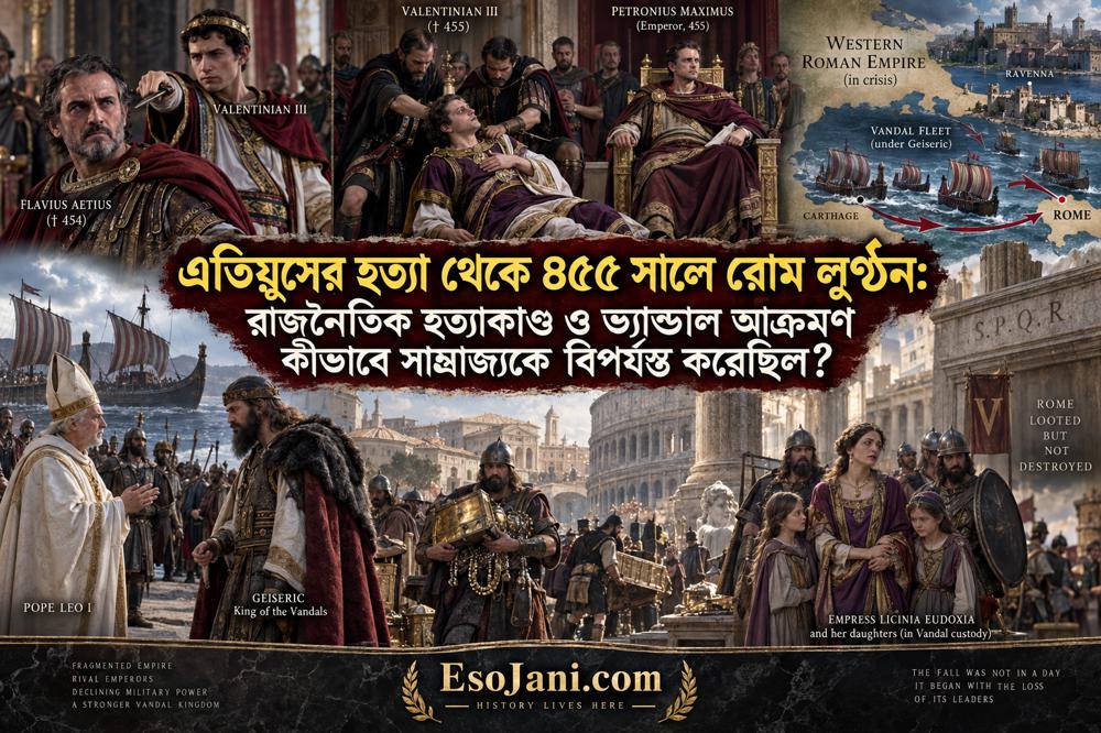এতিয়ুসের হত্যা থেকে ৪৫৫ সালে রোম লুণ্ঠন: রাজনৈতিক হত্যাকাণ্ড ও ভ্যান্ডাল আক্রমণ কীভাবে সাম্রাজ্যকে বিপর্যস্ত করেছিল?