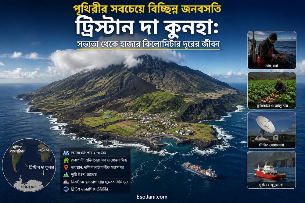 পৃথিবীর সবচেয়ে বিচ্ছিন্ন জনবসতি ট্রিস্টান দা কুনহা: সভ্যতা থেকে হাজার কিলোমিটার দূরের জীবন