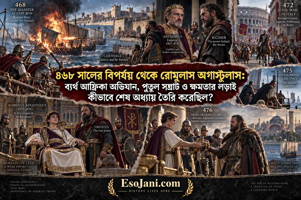 ৪৬৮ সালের বিপর্যয় থেকে রোমুলাস অগাস্টুলাস: ব্যর্থ আফ্রিকা অভিযান, পুতুল সম্রাট ও পশ্চিম রোমের শেষ অধ্যায়