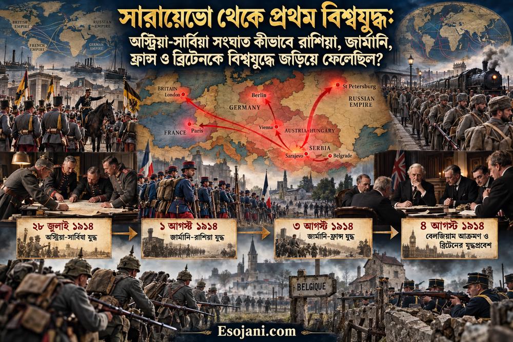 সারায়েভো থেকে প্রথম বিশ্বযুদ্ধ: যেভাবে যুদ্ধে জড়িয়েছিল ইউরোপের বড় শক্তিগুলো