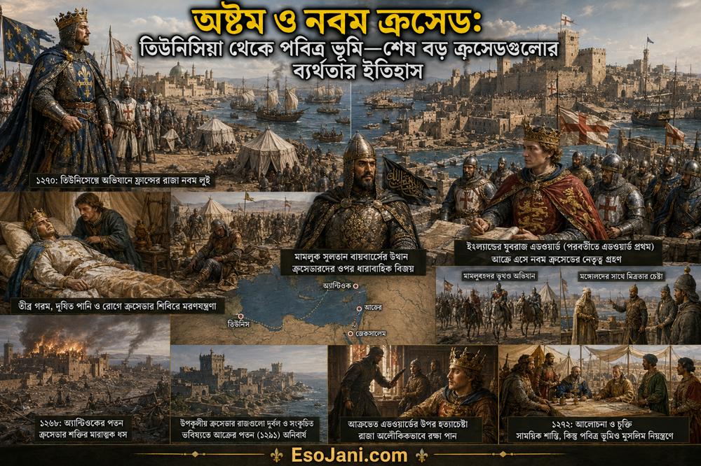 অষ্টম ও নবম ক্রুসেড: তিউনিসিয়া থেকে পবিত্র ভূমি—শেষ বড় ক্রুসেডগুলোর ব্যর্থতার ইতিহাস