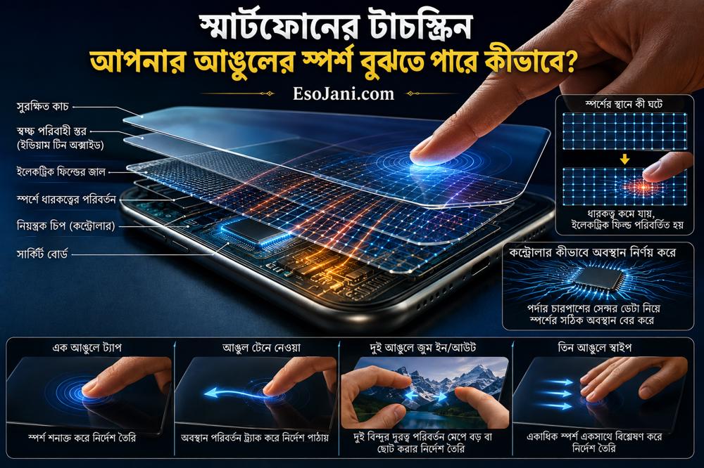 স্মার্টফোনের টাচস্ক্রিন আপনার আঙুলের স্পর্শ বুঝতে পারে কীভাবে? জানুন ক্যাপাসিটিভ প্রযুক্তির রহস্য