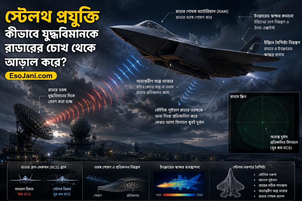 স্টেলথ প্রযুক্তি কীভাবে যুদ্ধবিমানকে রাডারের চোখ থেকে আড়াল করে? অদৃশ্য যুদ্ধবিমানের বিজ্ঞানের গভীরে