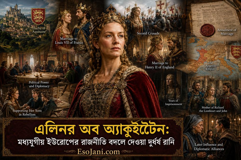 এলিনর অব অ্যাকুইটেন: মধ্যযুগীয় ইউরোপের রাজনীতি বদলে দেওয়া দুর্ধর্ষ রানির ইতিহাস
