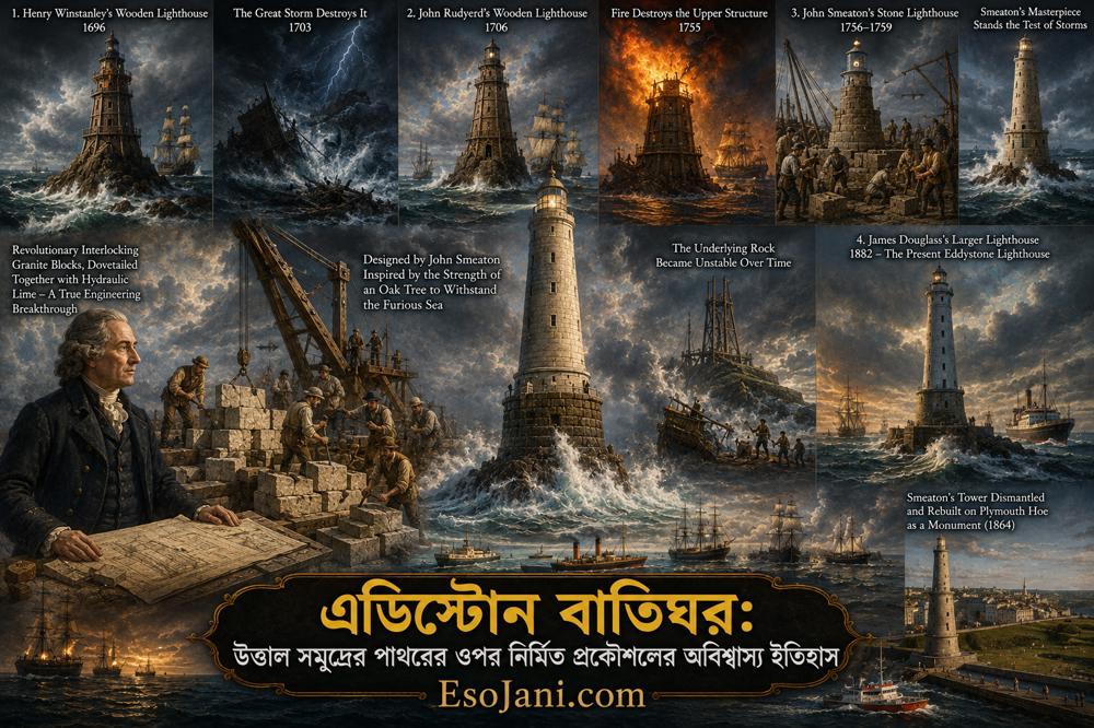 এডিস্টোন বাতিঘর: উত্তাল সমুদ্রের পাথরের ওপর নির্মিত প্রকৌশলের অবিশ্বাস্য ইতিহাস