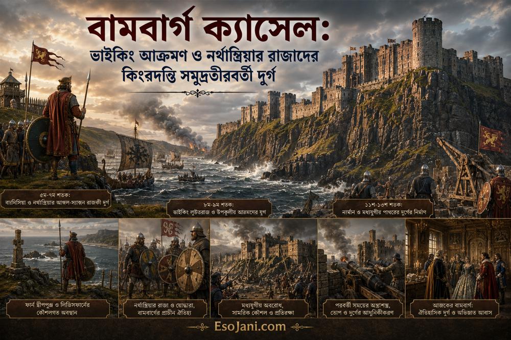 বামবার্গ ক্যাসেল: ভাইকিং আক্রমণ ও নর্থাম্ব্রিয়ার রাজাদের কিংবদন্তি সমুদ্রতীরবর্তী দুর্গ
